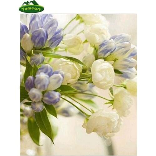 YUMEART Jasmine Square Diamond Embroidery Flowers Rhinestone Cross Stitch Diy 5D Diamond Painting Needlework Art Crafts