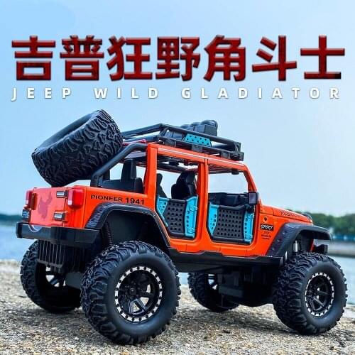 1:24 JEEP Wrangler Rubicon Big Tyre Alloy Refit Pickup Off-road Vehicles Model Diecasts Metal Toy Car Model Collection Kids Gift