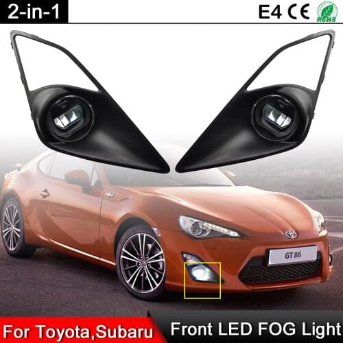 1 Pair For Toyota GT86 For Scion FR-S For Subaru BRZ 2013-2016 Front Bumper White LED Fog Light Halo DRL Daytime Running Light