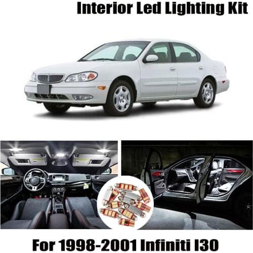 10pcs White Ice Blue Canbus Error Free Interior LED Light Kit For 1998 1999 2000 2001 Infiniti I30 Dome Trunk License Plate Lamp