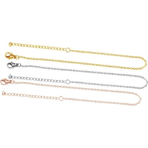 10pcs per lot Stainless Steel Bracelet Chain 1.5mm thickness 18cm Adjustable Bracelet chain Jewelry making Chain