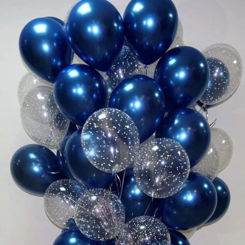 12pcs12-inch Ink-blue Transparent Star Latex Balloon Happy Birthday 2.2g Pink White Helium Balloon Wedding Party Decor Supplies