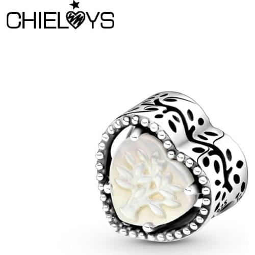 2Pcs/Lot 2021 Classic Silver Plated Beads Openwork Heart & Family Tree Charms Fit Original Brand Bracelet For Women DIY Jewelry