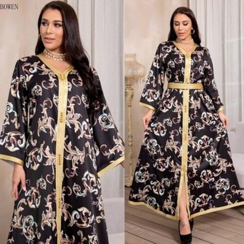 2021 Ramadan Dubai Abayas For Women Arabic Turkish Muslim Dress Elegant Ladies Long Kimono Fashion Outfit Jellaba Femme Robe