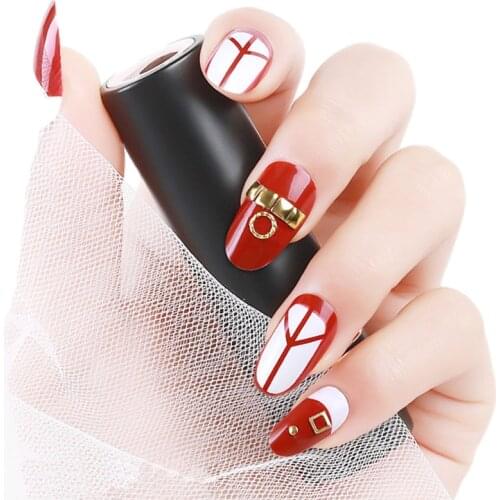 24Pcs False Nails Detaching Nails Fake Nails With Glue Press on Nails Art Nail Glue On Nails