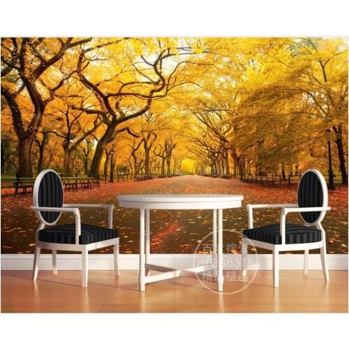 Custom photo 3d wallpaper Modern landscape yellow woods avenue home decor living room 3d wall murals wallpaper for walls 3 d