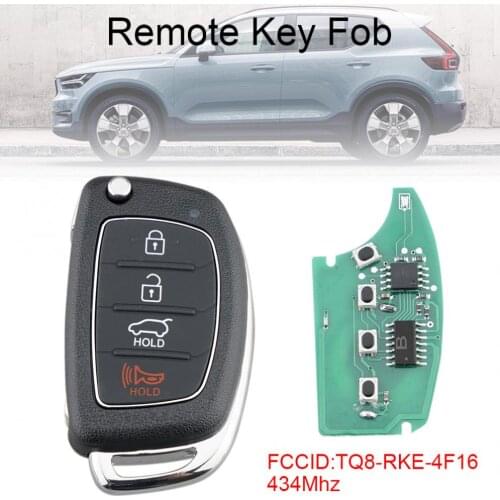 434Mhz 4 Buttons Keyless Entry Remote Flip Key Fob with 4D60 Chip TQ8-RKE-4F16 Fit for 2014-2016 Hyundai Sonata