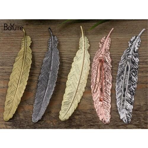 BoYuTe 5Pcs 110*24MM Feather Hair Clips Pins 6 Colors Plated Vintage Women Hair Ornaments Accesories