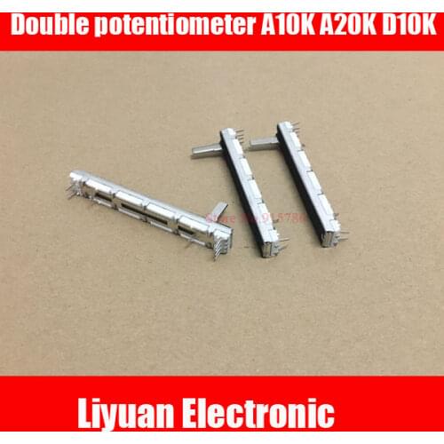 9pcs 7.5cm Mixer Potentiometer 75MM Fader Double Potentiometer A10K A20K D10K 6pin Stereo for Yamaha