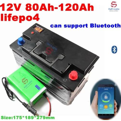 12.8v 100AH 120Ah 80ah lifepo4 battery with bluetooth BMS 12V 100Ah battery for UPS Household appliances Inverter + 10A charger