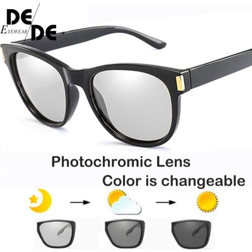 Brand Design Photochromic Polarized Sunglasses Men Women Chameleon Discoloration Sun Glasses Square Driving