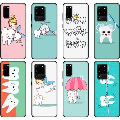Black tpu Case For Samsung galaxy S20 /S20 PLUS/S20 ultra/S20+ /S20FE back cover Dentist Dental Crowned Tooth
