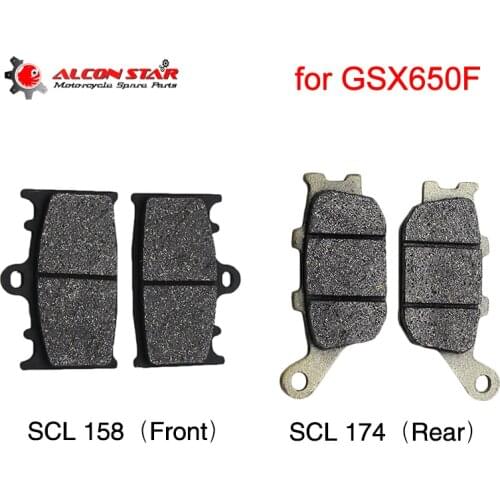 Alconstar- For Suzuki GSX650F GSX 650F 2008 2009 2010 2011 2012 2013 2014 Motorcycle Front Disc Brake Pads and Rear Disc Pads