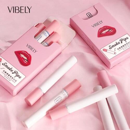 New Type Cigarette Shape Smoke 4pcs/sets Tube Lipstick Matte Waterproof Matt Long-lasting Velvet Red Lip Tint TSLM1