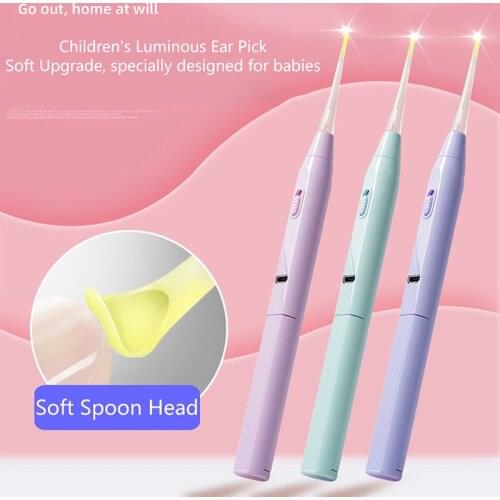 Ear Cleaning Tool Ear Picker with Light Ear Cleaner Wax Removal Baby Kids USB Rechargeable Spiral Ear Wax Remover Set Portable
