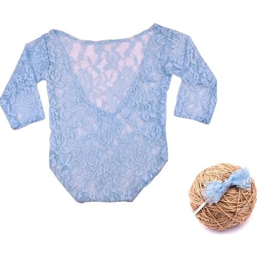 Newborn Hundred Days Photo Suit Lace Collar Long Sleeve Halter Bow Tie Set newborn photography props CHD30008