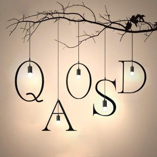 Creative Alphabet Long Pendant Lamp Warm Home Decor Light for Living Room Dining Room Bedroom Led Clothing Store Hanging Lights