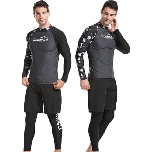 Adult Swimwear Men Rash Guard With Sleeves Diving Swimming Surfing Beach Sun Protection Swimsuit Long Sleeve Swimsuit One Piece