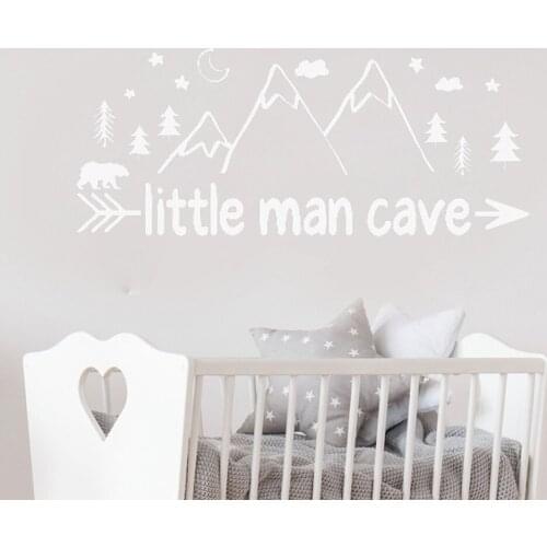 Woodland Nursery Decor Vinyl Wall Sticker Decal Little Man Cave Wall Decals Bear Nordic Home Room Decoration Playroom G83
