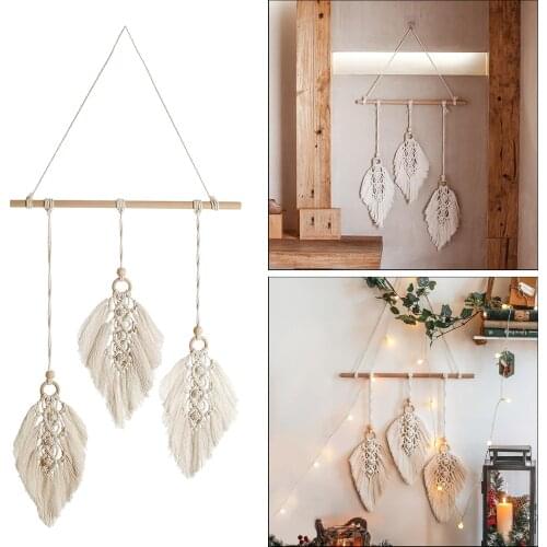 Macrame Wall ing Tapestry Chic Bohemian Woven Leaves Fringe Wall Ornament Wedding Party Home Room Decors