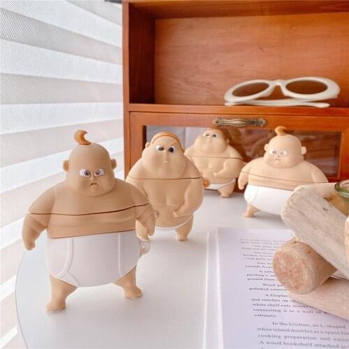 Cute 3D Cartoon Fat Man For Airpods 1 2 Pro Silicone Soft Shell For Airpods Pro Wireless Bluetooth Headset Protective Cover