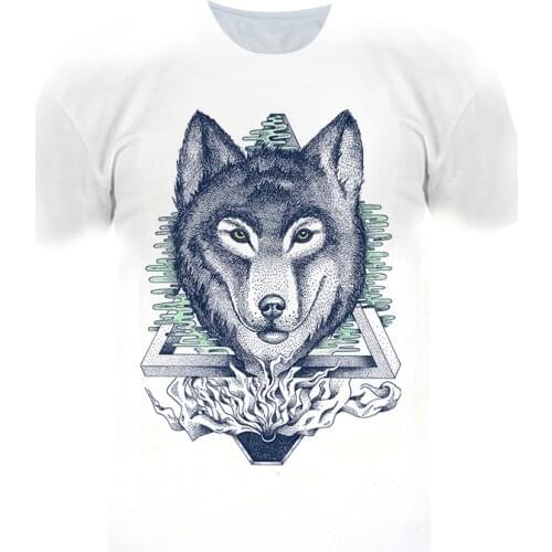 Wolf Figure White Mens T-shirt Beige Summer Short-Sleeved Youth Oversized Casual Top 3D Printing Clothes