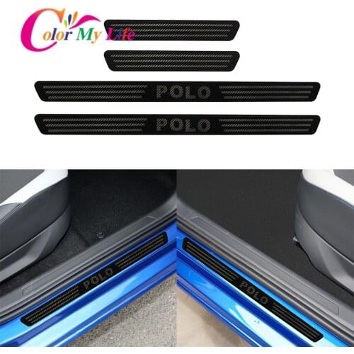 Color My Life 4Pcs/Set Car Door Sill Plate Sticker Welcome Pedal Cover Trim Stickers for Volkswagen Polo 2011 - 2015 Accessories