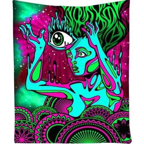 Hippie Hanging Wall Tapestry, Colorful Bohemian Psychedelic Blanket home decor