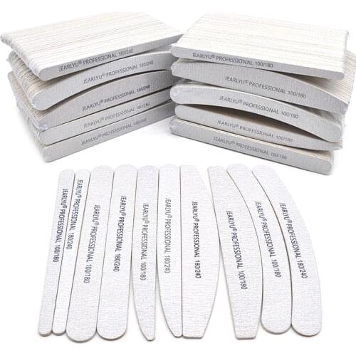 50 Pcs Wood Sanding Nail File 100/180 Thick Stick Emery Board Nail Buffer Block 180/240 Grits UV Gel Polish Pedicure Files Tools