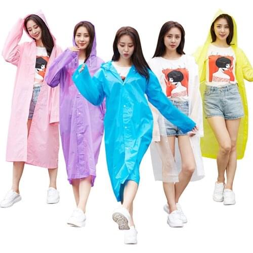 JPZYLFKZL2018 Hot Sale Fashion EVA Trench Raincoat Women/Men Impermeable Plastic Transparent Rain Coat 5 Colors Rain Gear Poncho