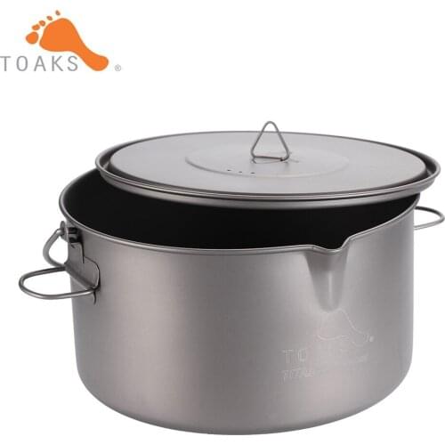 TOAKS Portable Hanging Camping Pot Titanium Cup Pot Water Cup with Lid Foldable Handle Picnic Outdoor Cookware Tableware 5 Size