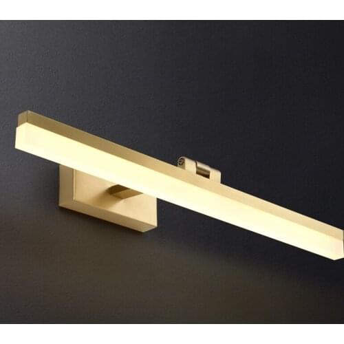 Postmodern light luxury copper mirror headlights American minimalist bathroom bathroom mirror front wall lamp Nordic brass mural