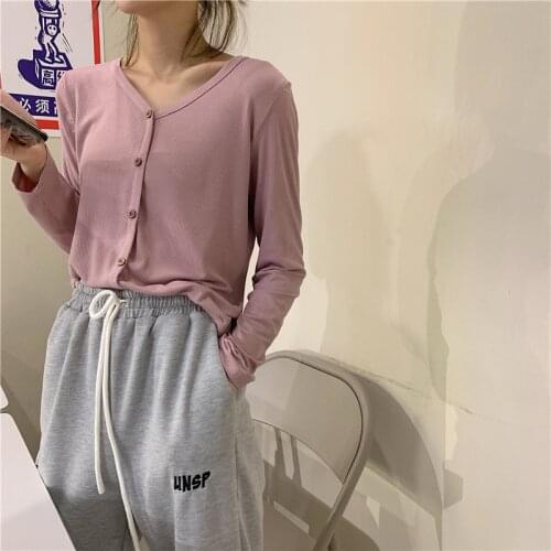Casual Loose Thread Solid T-shirt Womens T-shirts Tops Japanese Kawaii Ladies Ulzzang Female Korean Harajuku Clothes For Women