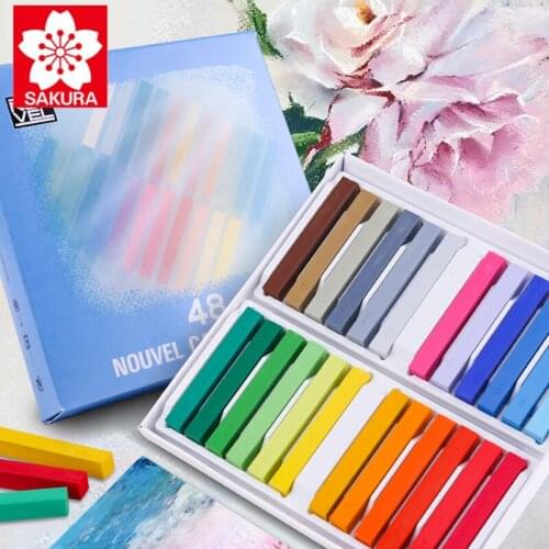 SAKURA Chalk 24 /48 Color Pearlescent Fluorescent Pastel Stick Sketch Art Student Special Set Hand Painted Pigment