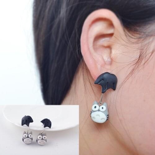 TTPAIAI 30 Handmade Polymer Clay Totoro Stud Earrings Fashion Jewelry Cartoon 3d Animal Earrings For Women Girl Best Gift