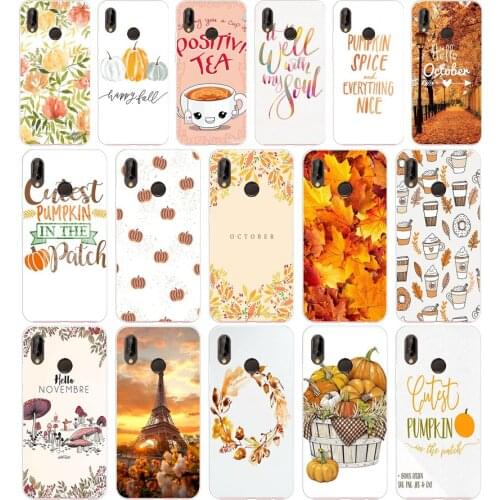 62AA Pumpkin happy Silicone TPU Protective Cover Phone Case On For Huawei P20 30 Pro Lite Case Soft