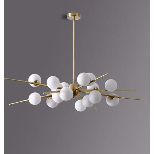 Modern Frosted Glass Ball LED Chandelier Gold Balck Hanging Light Ceiling Chandelier Living Room Decor Luminaire Light Fixtures