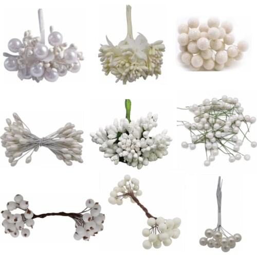 Wedding Decoration White Artificial Flower Cherry Stamen Berries DIY Flower Wreath Decorative Cake Gift Box Wedding Party Decor