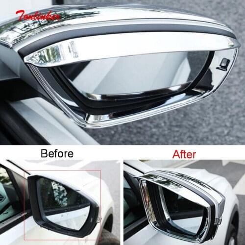 Tonlinker Exterior Car Rearview mirror rain eyebrow for Volkswagen T-ROC 2018-19 Car styling 2 PCS ABS Chrome Cover sticker