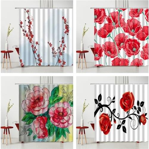 Flower Shower Curtain Bathroom Curtain Set Anti-mold Bathroom Curtains Bathroom Accessories Shower Decorative Flower