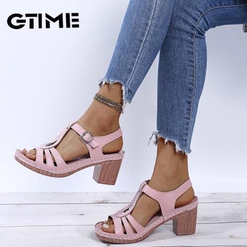 Womens Sandals Women Shoes 2021 Summer New PU Leather Sewing Sandal Open Toe Pumps Ladies Dress Party High Heels#SJPAE-128
