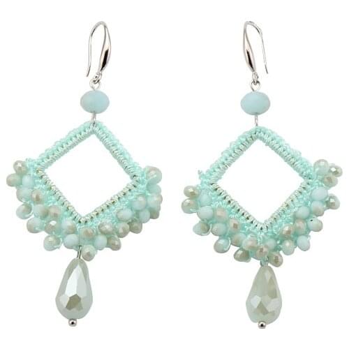 Beadsland geometric glass beads dangle long drop earring crochet glass beads women earring