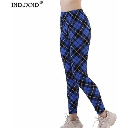 INDJXND Push Up Leggings Women Fitness Gym Sexy Sport Plaid Running High Waist Elastic Durable Plus Size Spring Autumn Bottom
