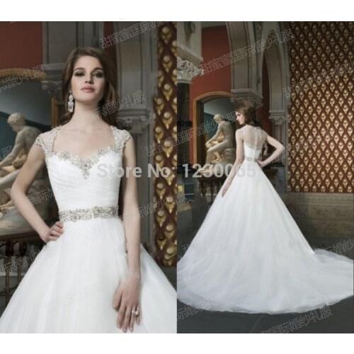 Free shipping hot sexy long cap sleeve romantic Bridal Gown boda 2015 casamento vestido de noiva crystal beading wedding dress