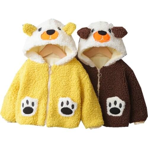 Winter childrens jacket Warm Boys Coat Plush jackets Autumn Baby boy Hooded Top Thicken fleece Toddler Outerwear clothes 1-5Y