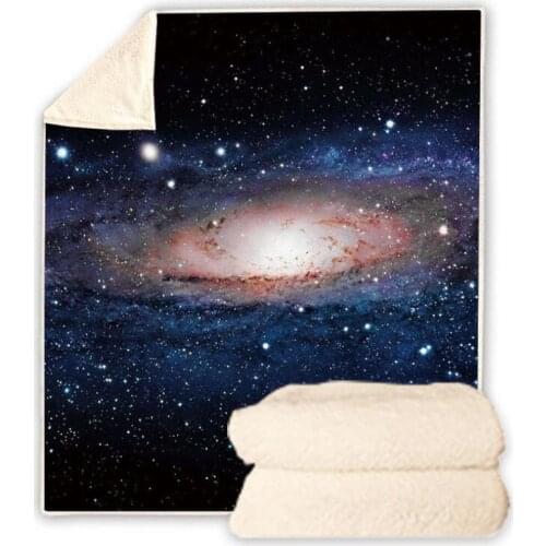 Starry Sky Galaxy Funny Character Blanket 3D Print Sherpa Blanket on Bed Home Textiles Dreamlike Style 10