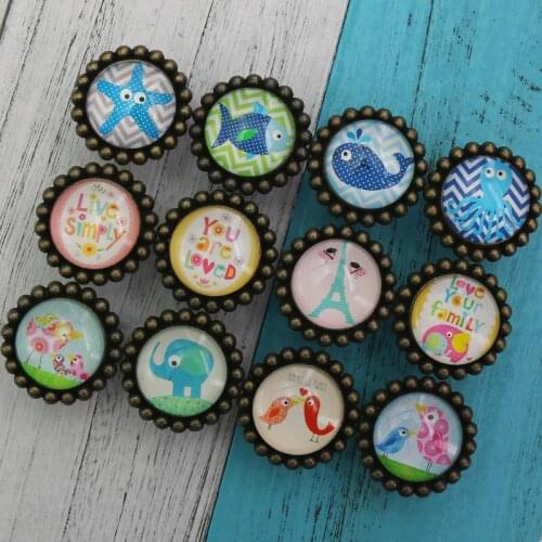 1xAssorted Glass Cartoon Knobs Kids furniture Door Knobs Kitchen Cabinet Drawer Pulls Hardware Knobs
