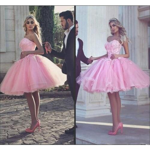 2020 new Pink Short Ballgown Party lace Applique Pearls Cocktail dress Roben De