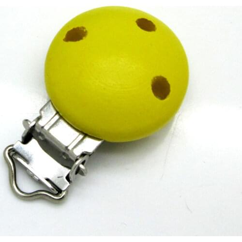5Pcs Yellow Wooden Baby Pacifier Clips Solid Color Holders Cute Infant Soother Buckle Clasps Holders Accessories Diy Tool