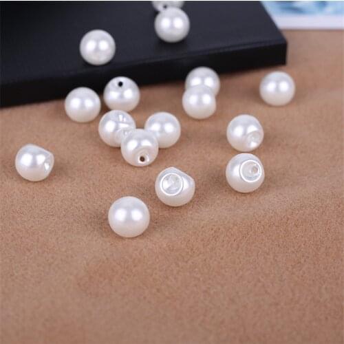 50Pcs Round Imitation Pearl Buttons Sewing Accessories Notions Black/White/Beige Crafts Buttons Wedding Dress Clothing Decora